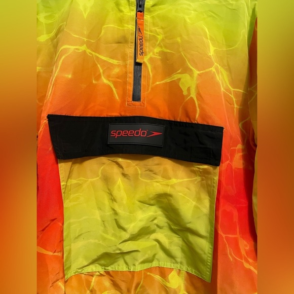 Speedo with Forever 21 Men's Neon Windbreaker Jacket  Lightning Pattern LARGE - Picture 3 of 5